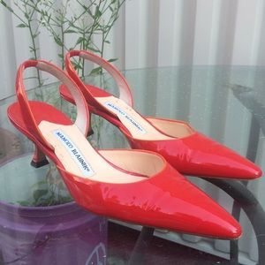 Red halter heels Manolo Blahnk